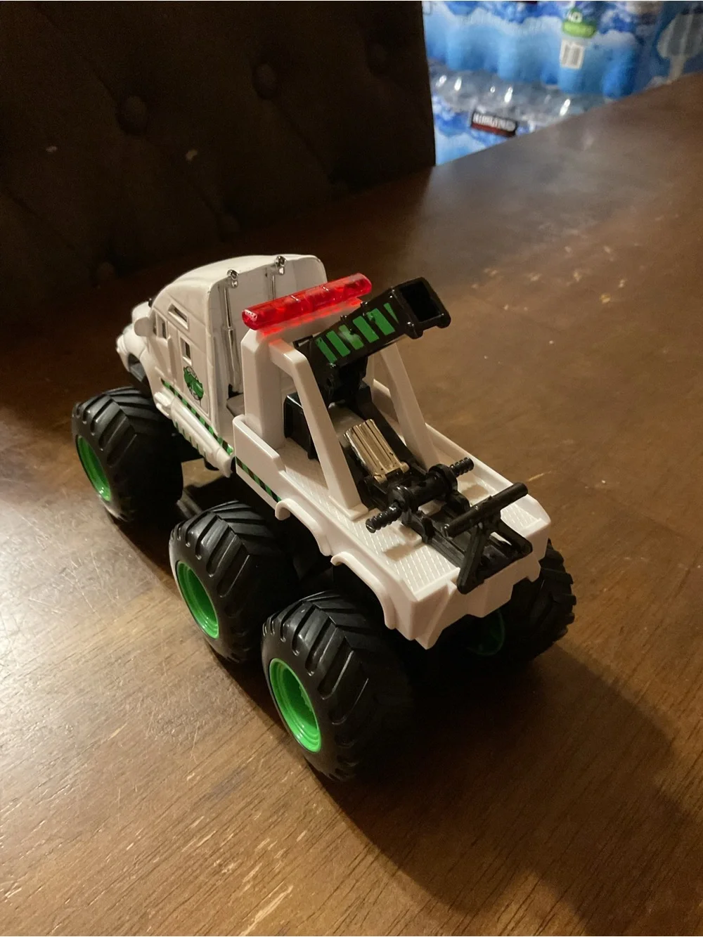 White Monster Truck Toy with Red Light Bar - Kids Off-Road Vehicle